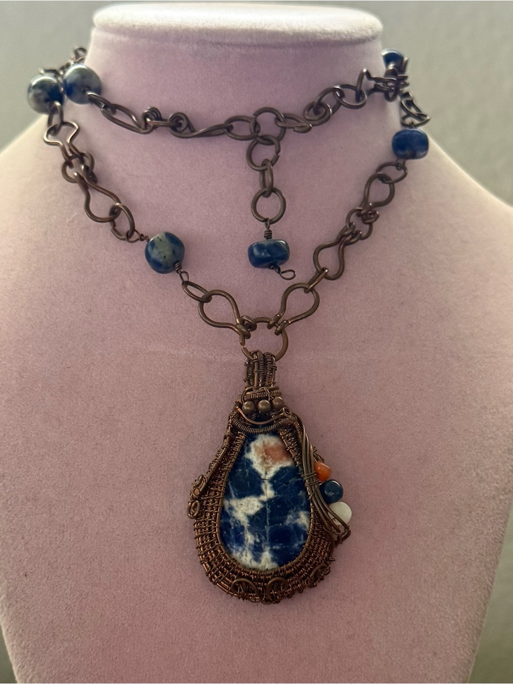 Handcrafted Blue Sodalite Pendant Necklace - Artisan Jewelry